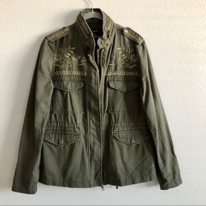 EUC Forever 21 Embroidered Cargo Jacket